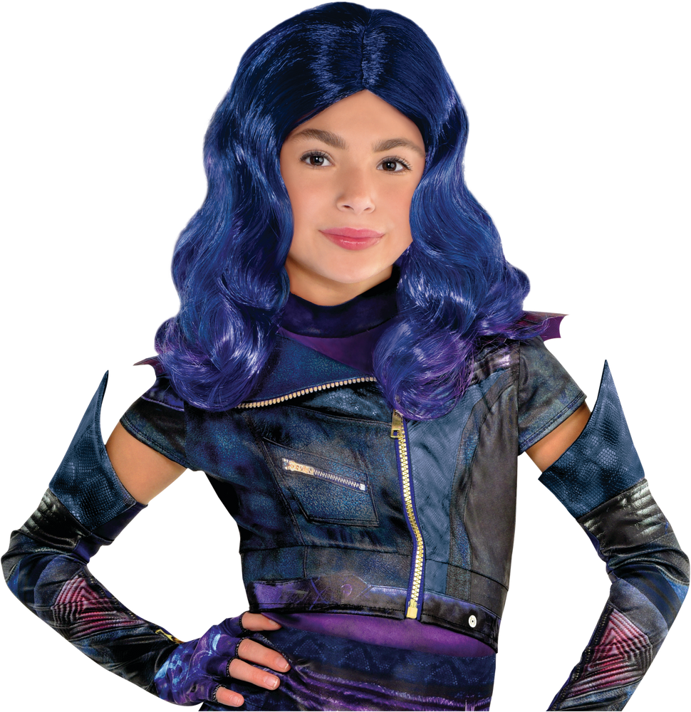 Disney Descendants 3 Mal Halloween Costume Wig with Loose Waves, Blue ...