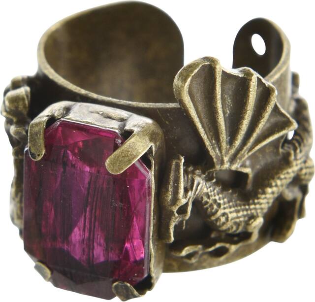 Bijoux écaille de dragon de Mal Disney Descendants avec bracelet et bague, vert/rouge, taille unique, paq. 2, accessoires de costume à porter pour l'Halloween Front_Angled_Left