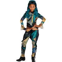 Kids' Disney Descendants Uma Gold/Blue  Outfit with Shirt & LeggingsHalloween Costume, Assorted Sizes Front_Flat