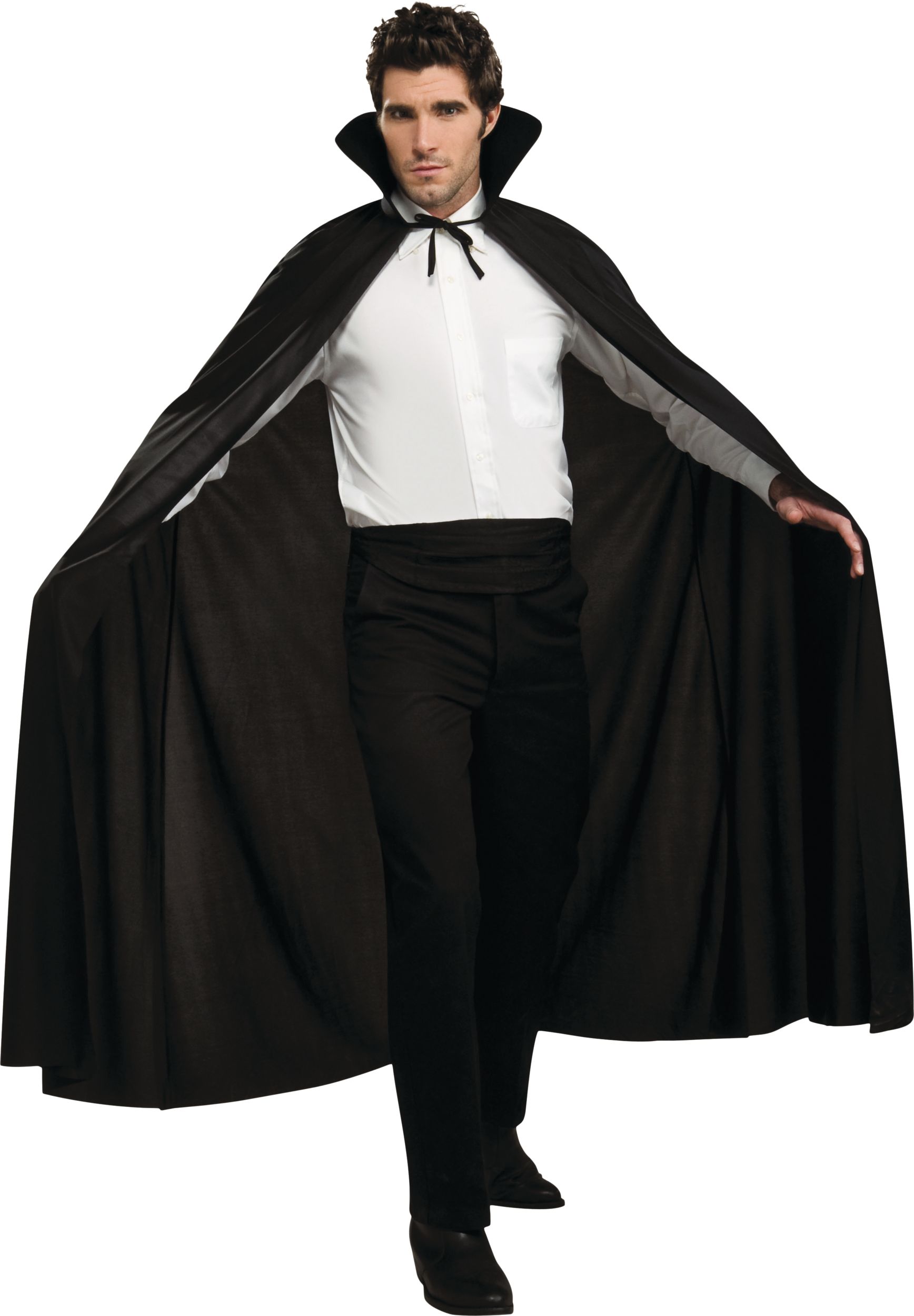 Adult Vampire Cape with Collar, Black, One Size, Wearable Costume Accessory for Halloween Front_Flat