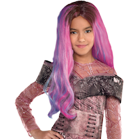 Kids' Disney Descendants Audrey Long Loose Waves Hair Wig, Pink/Blue, One Size, Wearable Costume Accessory for Halloween Front_Flat