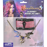 Disney Descendants Audrey Jewelry Kit with Necklace & Bracelet, Pink/Black, One Size, 2-pk, Wearable Costume Accessories for Halloween Front_Flat