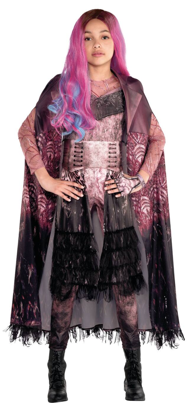 Cape d'Halloween Audrey des Descendants 3 de pour enfants, noir et rose, taille unique Front_Flat