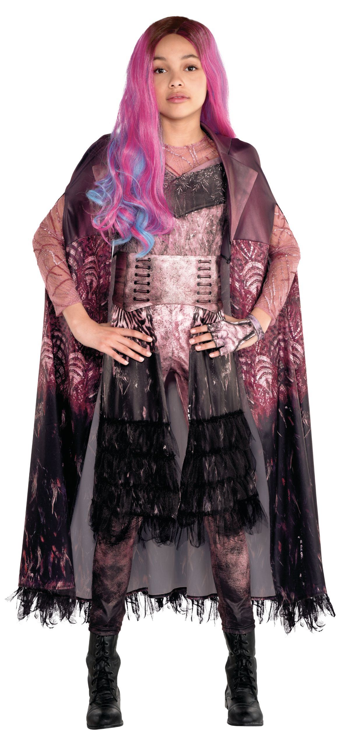 Kids' Descendants 3 Audrey Halloween Costume Accessories Cape, Black and Pink, One Size Front_Flat