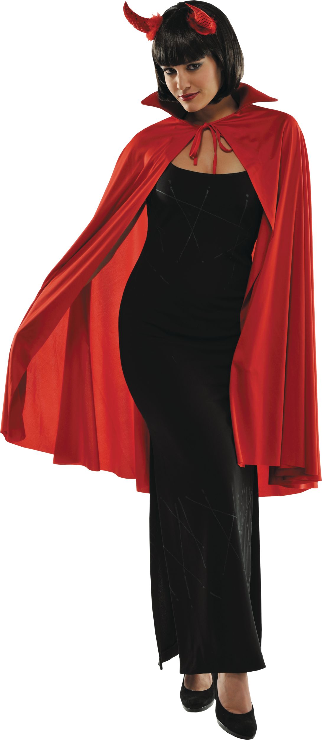 Cape de diable vampire pour adulte, rouge, taille universelle, accessoire de costume à porter pour l'Halloween Front_Flat