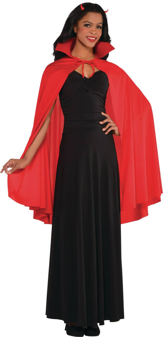 Cape de diable vampire pour adulte, rouge, taille universelle, accessoire de costume à porter pour l'Halloween Front_Angled_Right