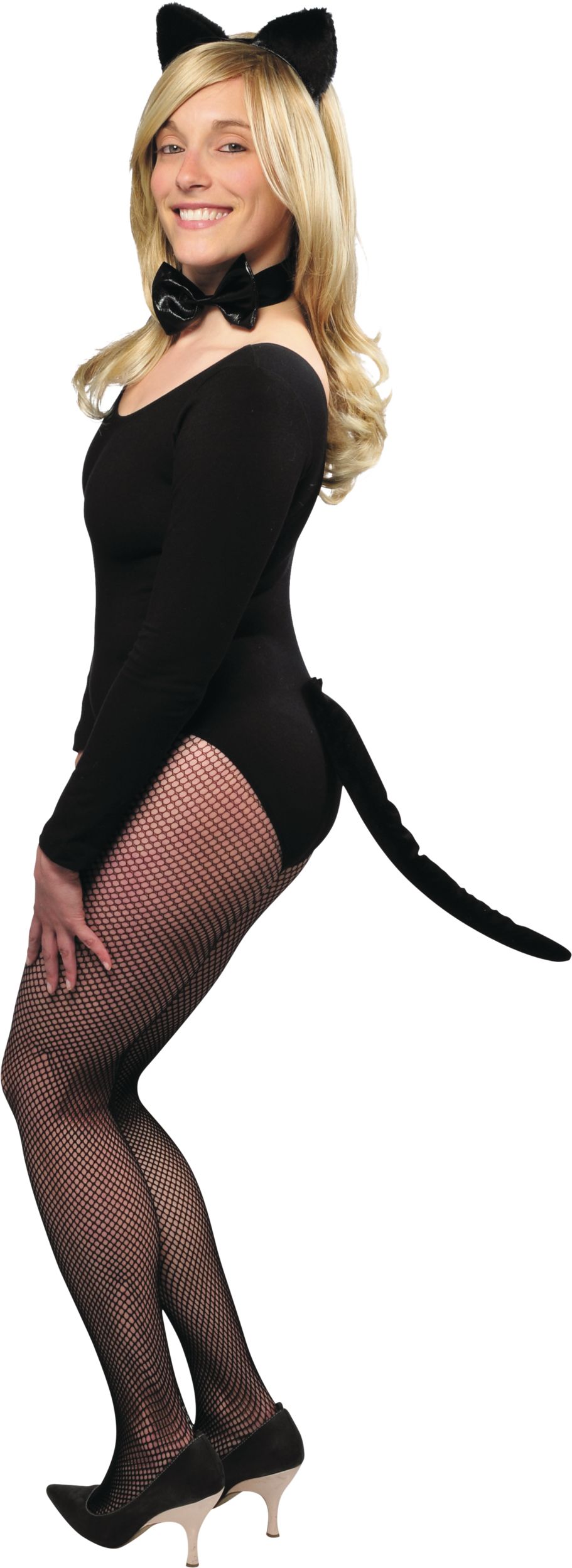 Cat Outfit with Headband, Tail & Bow Choker, Black, One Size, 3-pk, Wearable Costume Accessories for Halloween Side_Left