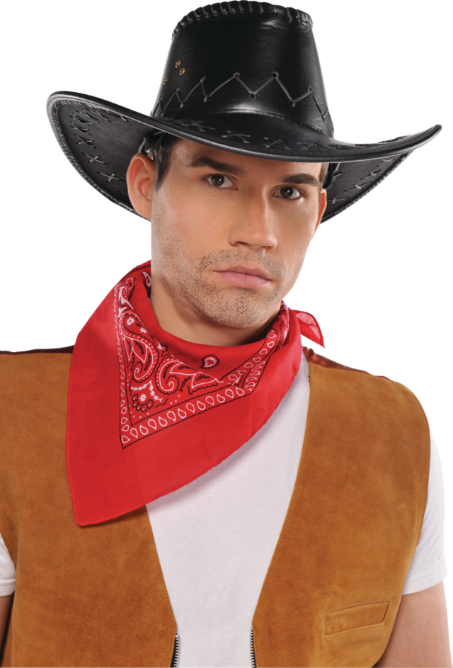 Western Cowboy Bandana, Red, One Size, Wearable Costume Accessory for