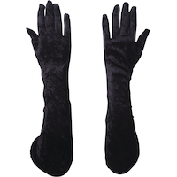Adult Velvet Elbow Long Gloves, Black, One Size, Wearable Costume Accessory for Halloween Overhead_Flat
