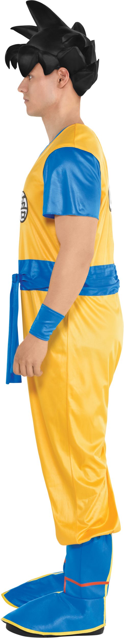 Men's Dragon Ball Goku Yellow/Blue Jumpsuit with Wig Halloween Costume, Assorted Sizes Side_Left