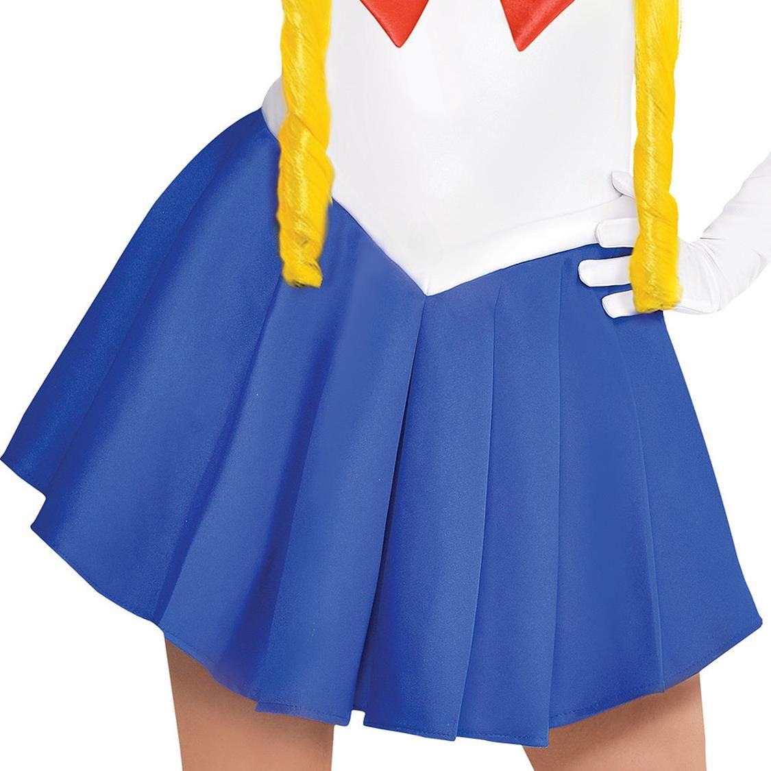 Women's Sailor Moon White/Blue/Red Dress with Headband/Necklace/Boot Covers Halloween Costume, Assorted Sizes CloseUp