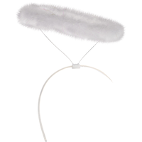 Serre-tête à halo d'ange en marabout, blanc, taille unique, accessoire de costume à porter pour l'Halloween Front_Angled_Right