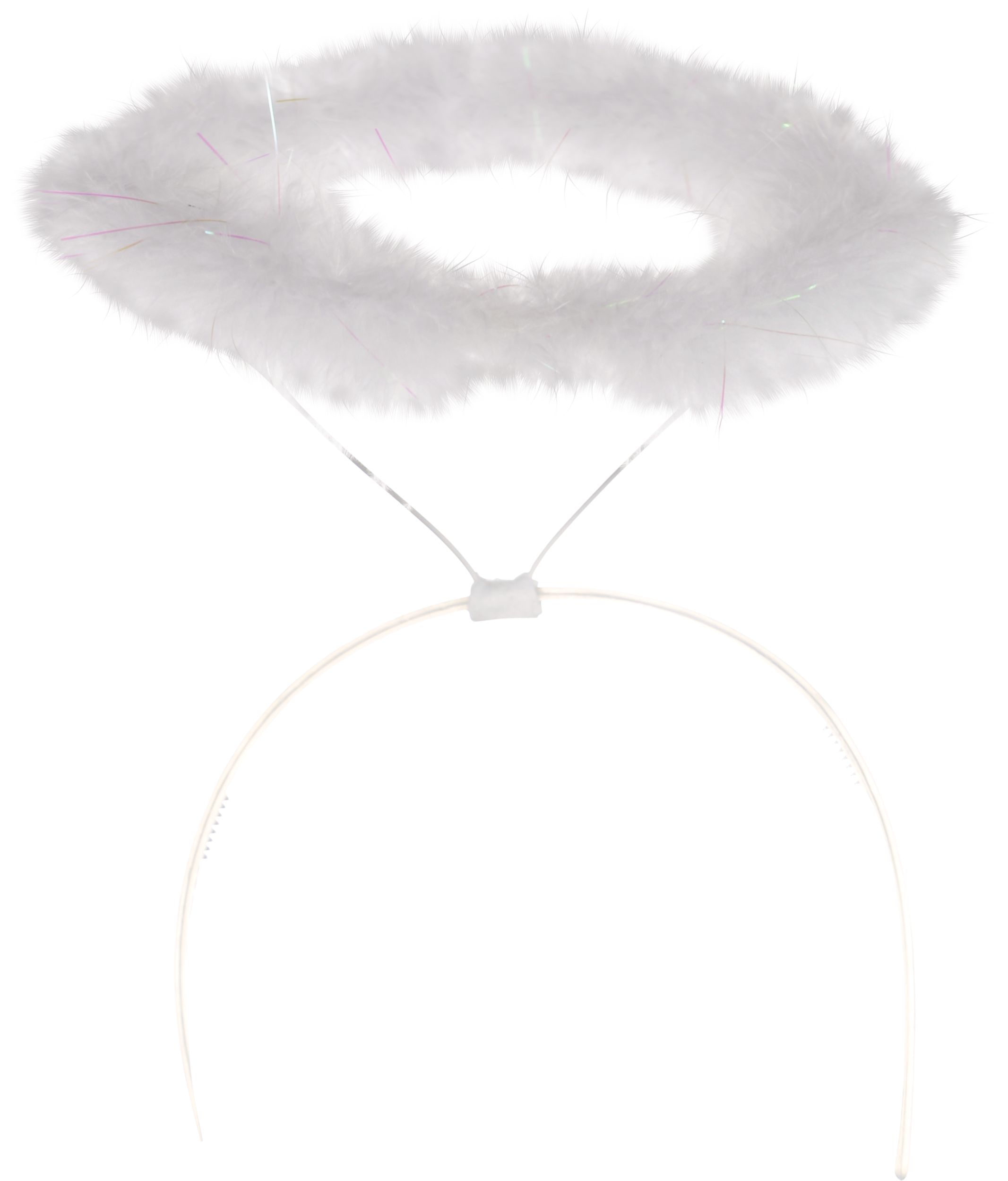 Marabou Angel Halo Headband, White, One Size, Wearable Costume Accessory for Halloween Front_Elevated