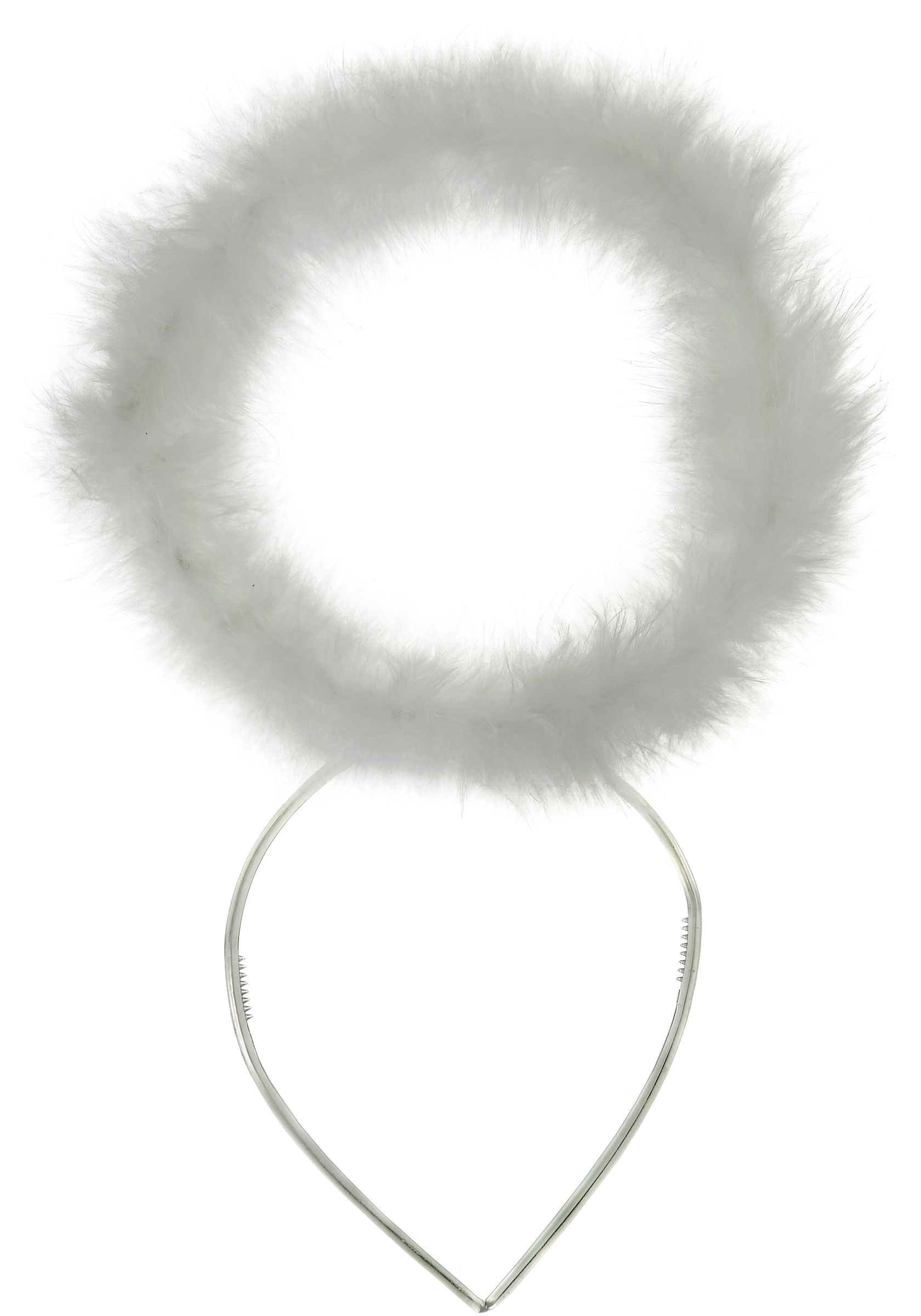 Marabou Angel Halo Headband, White, One Size, Wearable Costume Accessory for Halloween Front_Flat