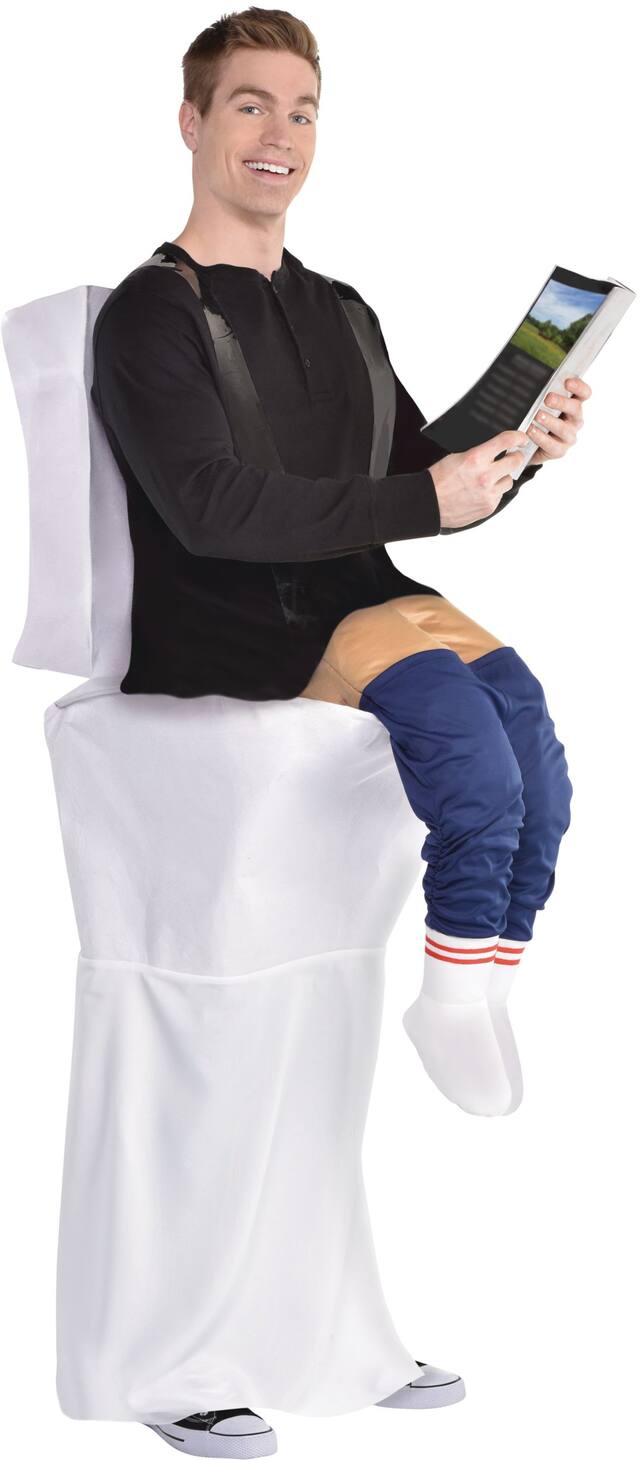 Adult  Bathroom Jon White Ride-On Jumpsuit Halloween Costume, Assorted Sizes Front_Angled_Right