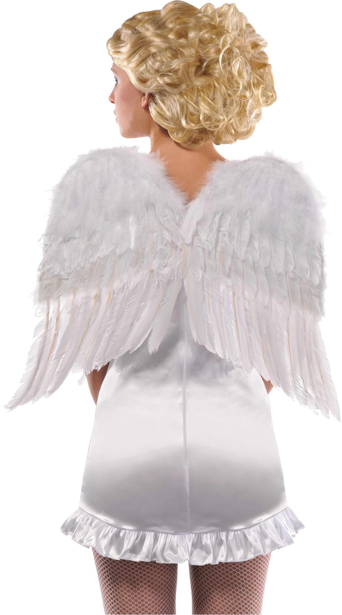 Ailes en plumes d'ange classique, blanc, taille unique, accessoire de costume à porter pour l'Halloween Back_Flat