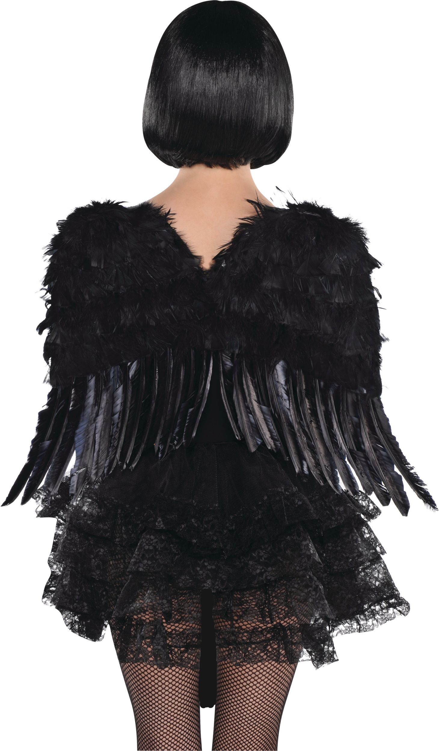 Dark Fallen Angel Feather Wings Downturned, Black, One Size, Wearable  Costume Accessory for Halloween