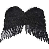 Dark Fallen Angel Feather Wings Downturned, Black, One Size, Wearable Costume Accessory for Halloween