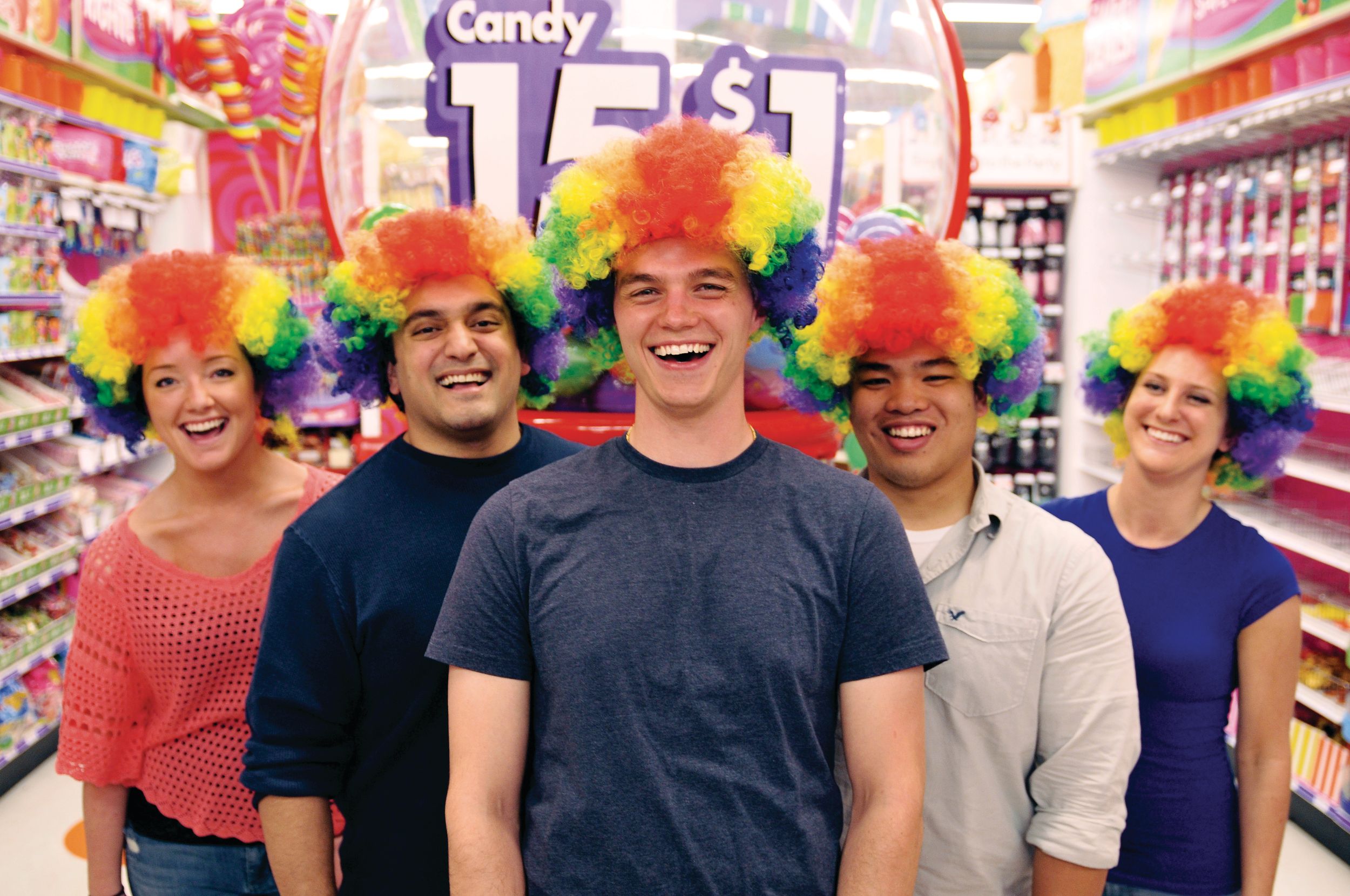 Clown Jumbo Short Curly Hair Wig, Rainbow, One Size, Wearable Costume Accessory for Halloween Composite_or_Mixed