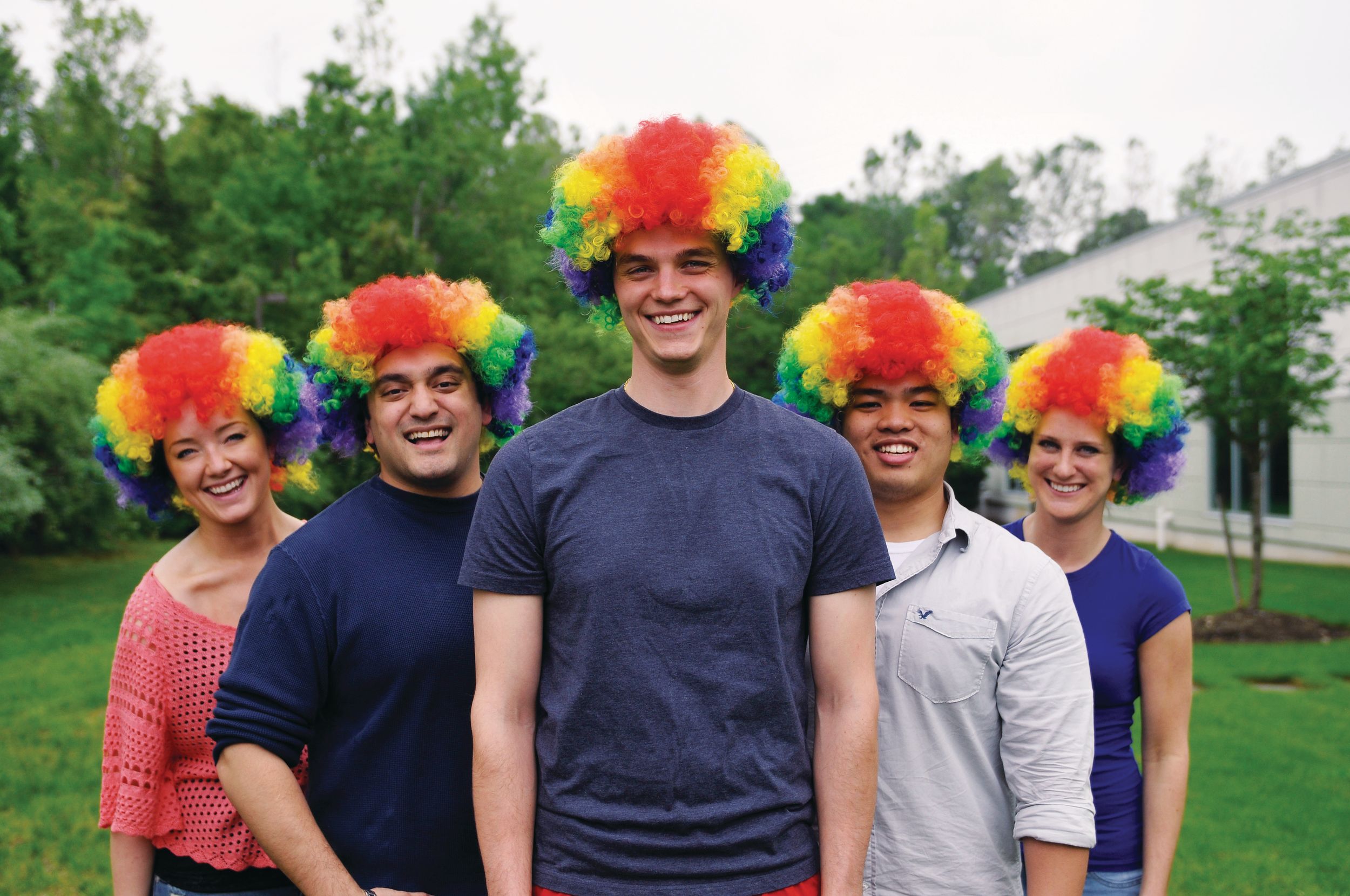 Clown Jumbo Short Curly Hair Wig Rainbow One Size Wearable Costume Accessory for Halloween