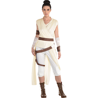 Women's Disney Star Wars The Rise of Skywalker Rey White Jumpsuit Halloween Costume, Assorted Sizes Front_Flat