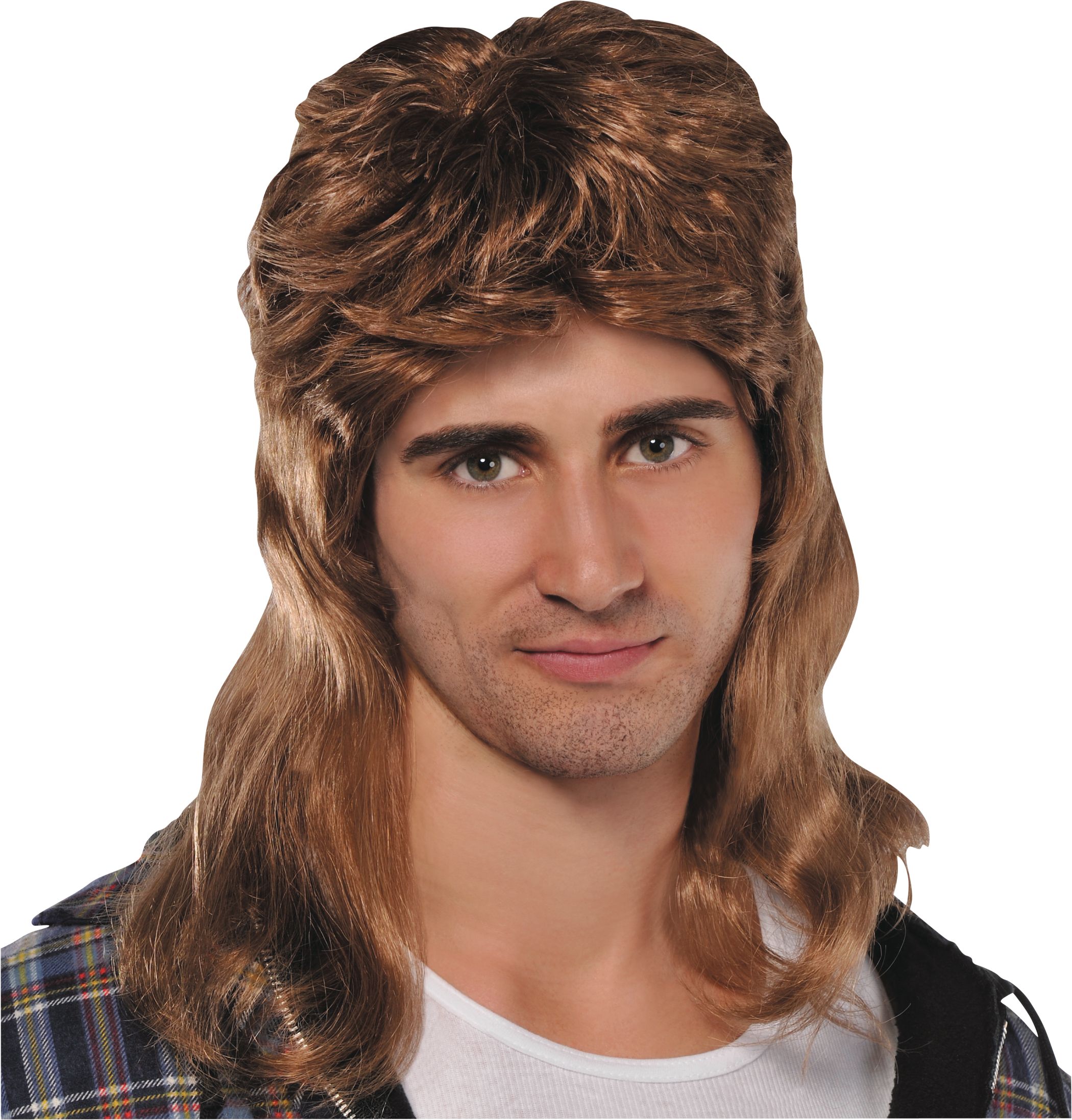 Flat Mullet Halloween Costume Wig Front_Flat