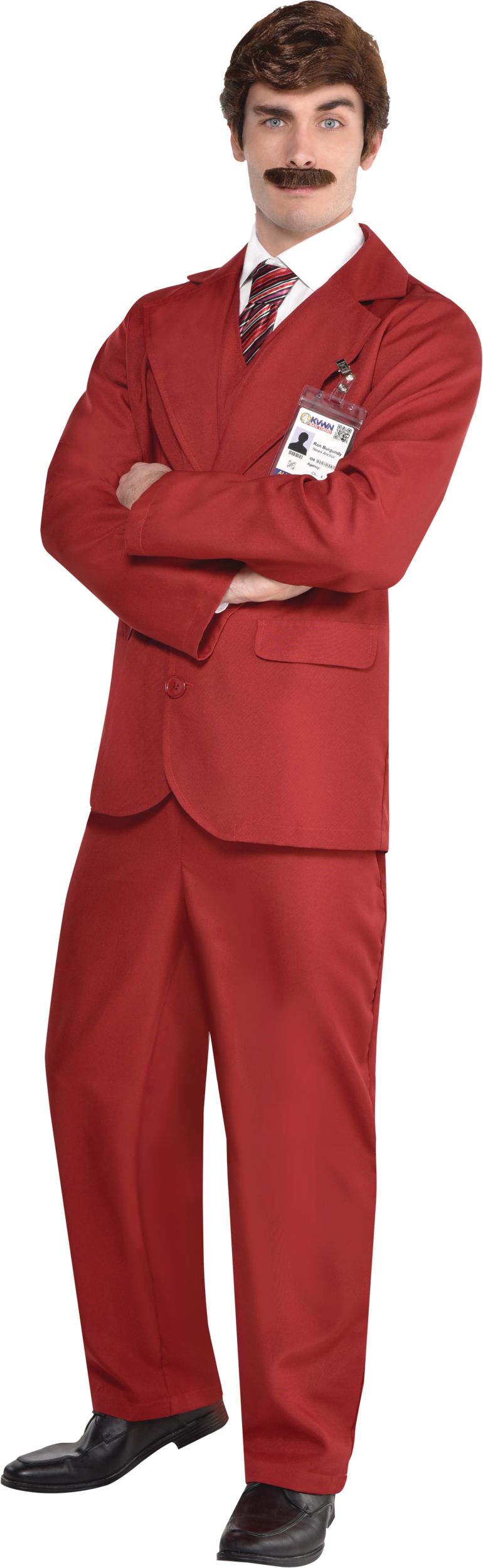 Ron Burgundy Halloween Costume Wig & Moustache Front_Angled_Left