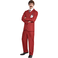 Ron Burgundy Halloween Costume Wig & Moustache Front_Angled_Left