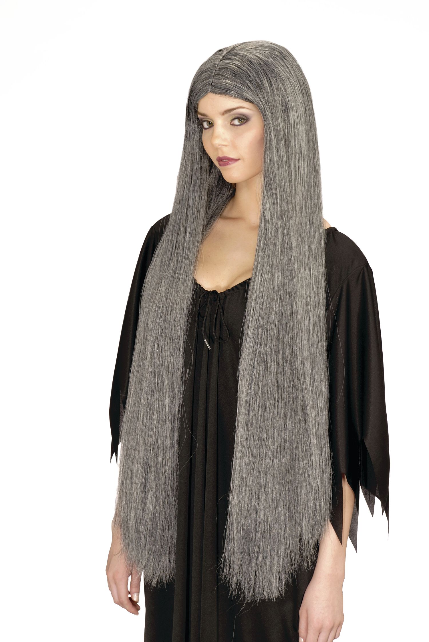 Extra Long Grey Wig Front_Angled_Left