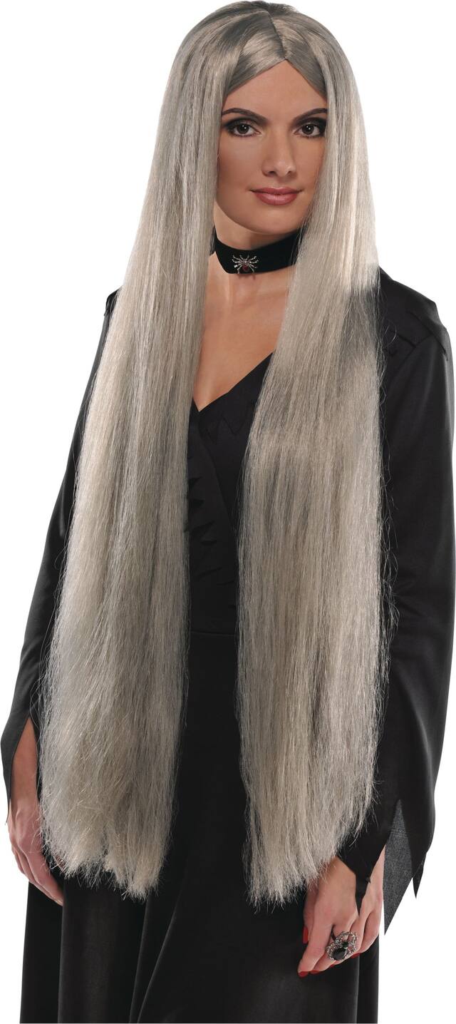 Extra Long Grey Wig Front_Three_Fourths_Angled_Left