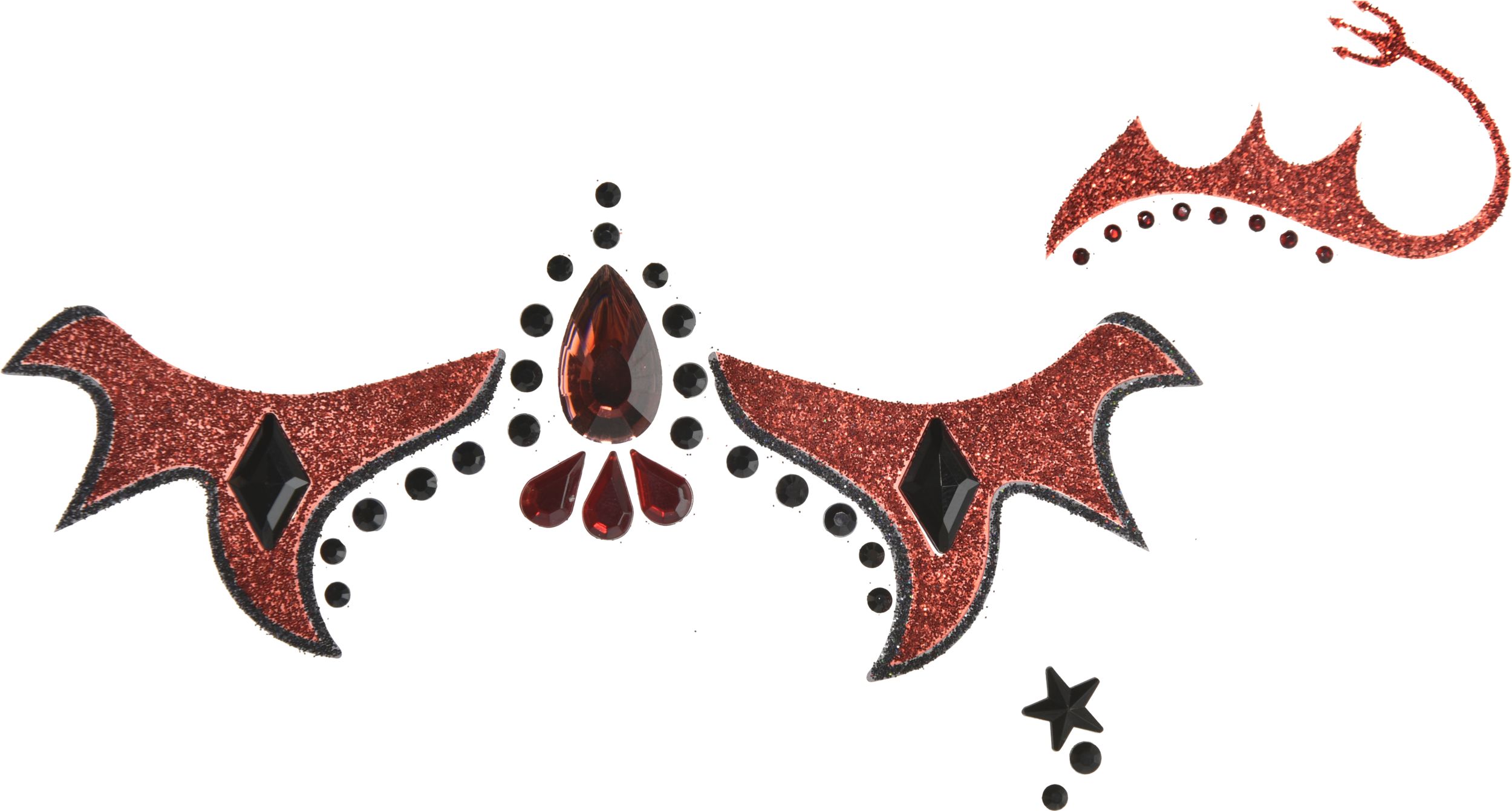 Devil Face & Body Adhesive Gems, Red, One Size, Wearable Costume Accessories for Halloween Front_Flat