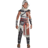 Kids' Assassin's Creed Bayek Red/Tan Jumpsuit with Belt & Gauntlets Halloween Costume, Assorted Sizes Front_Flat