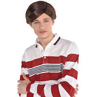 Used Car Salesman Straight Hair Side Bang Wig, Brown, One Size, Wearable Costume Accessory for Halloween