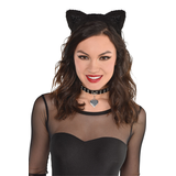 Plush Posh Sequin Cat Ears Headband, Black, One Size, Wearable Costume Accessory for Halloween Front_Flat