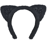 Plush Posh Sequin Cat Ears Headband, Black, One Size, Wearable Costume Accessory for Halloween Front_Flat