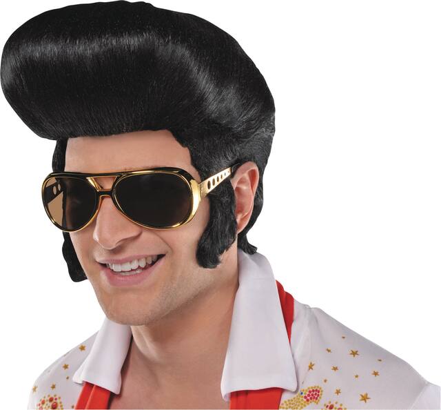 50s Rock & Roll Wig, Black, Adult Front_Angled_Left