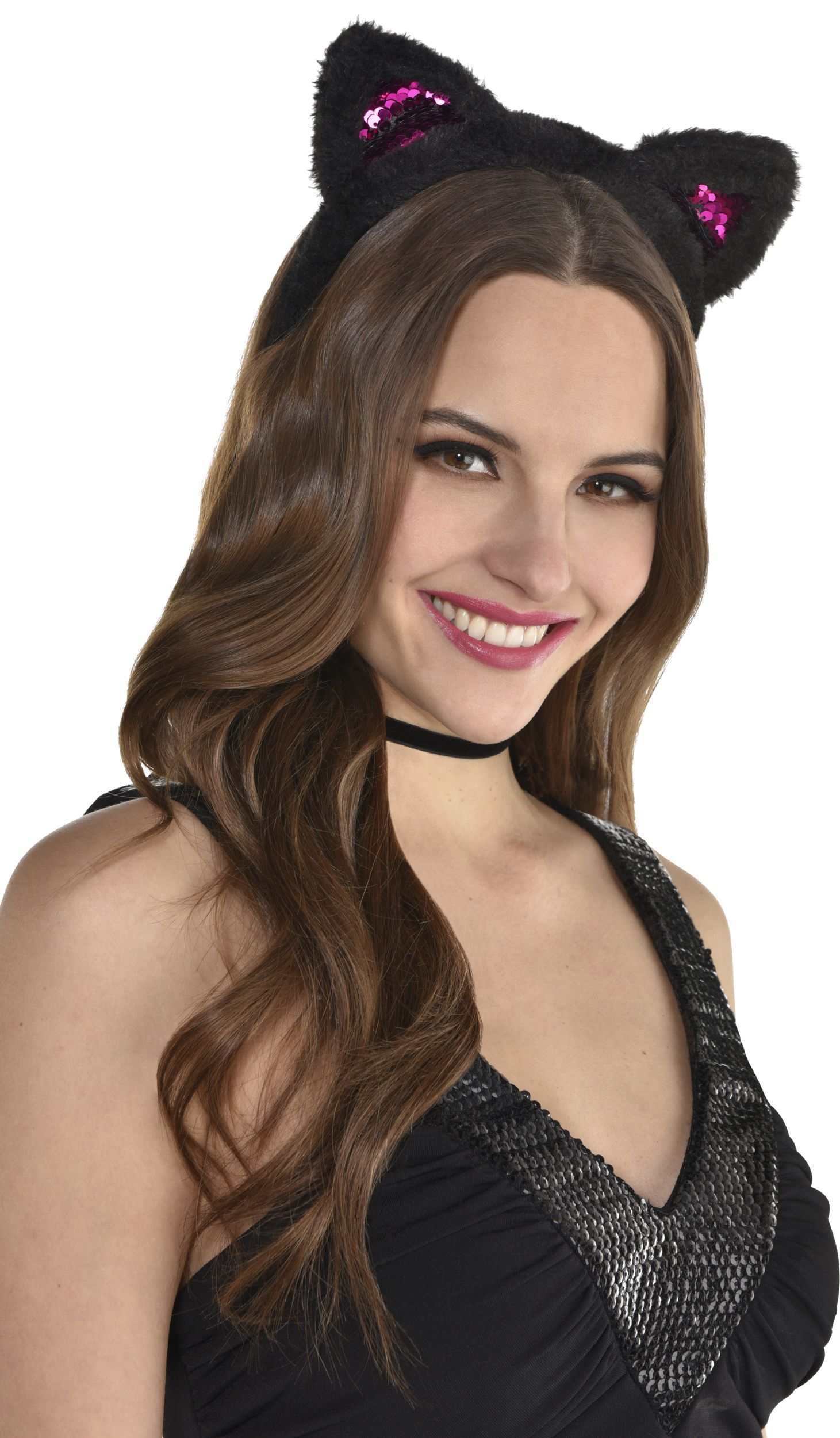 Pinky Cat Ears Party Headband Front_Angled_Right