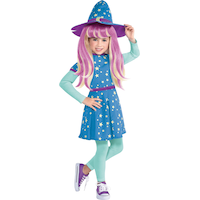 Kids' Super Monsters Katya Bue Dress with Tights/Hat/Glow-in-the-Dark Stars Halloween Costume, Assorted Sizes Front_Angled_Right