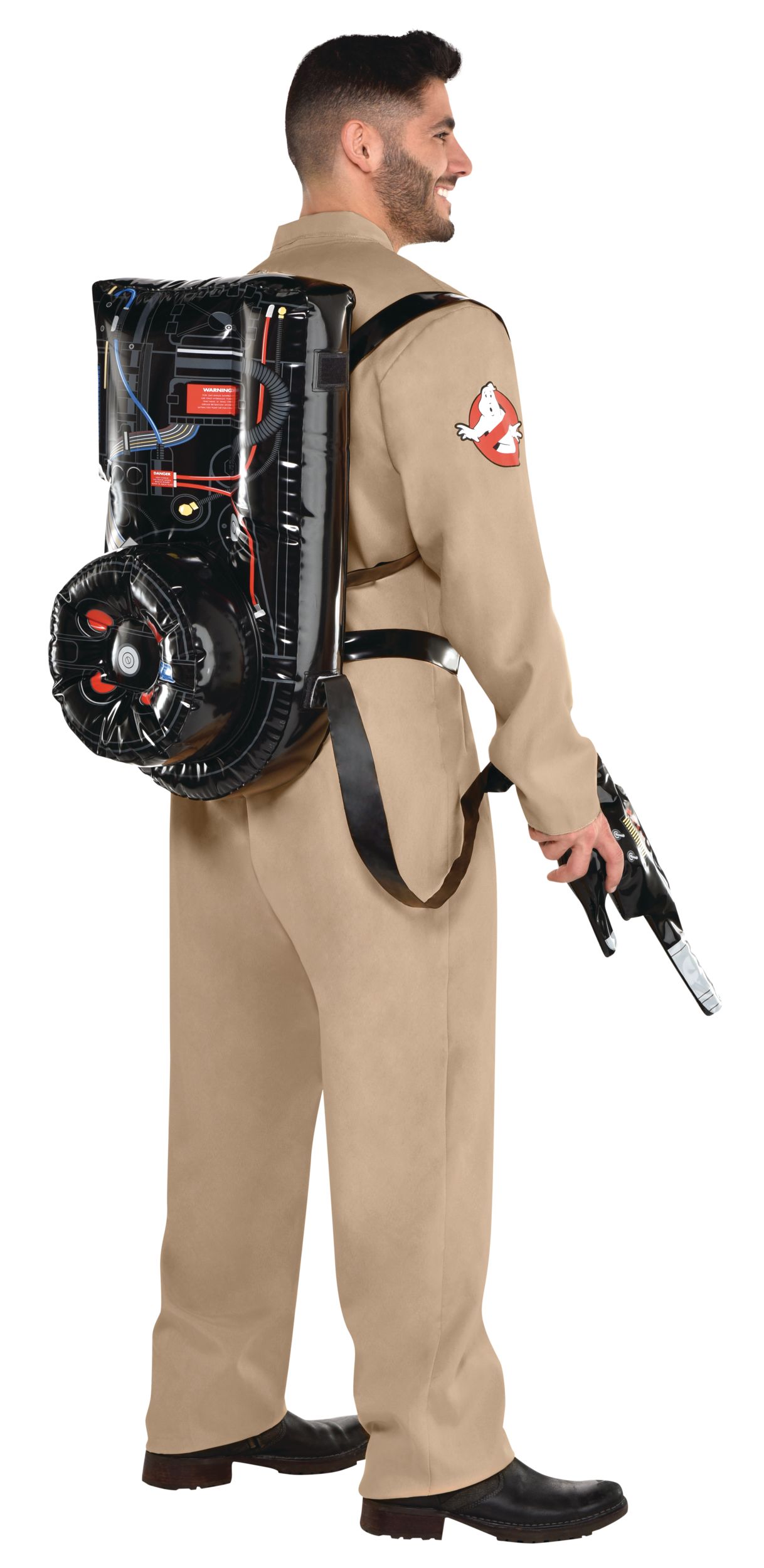 Men's Ghostbusters Tan Jumpsuit with a Proton Pack Backpack