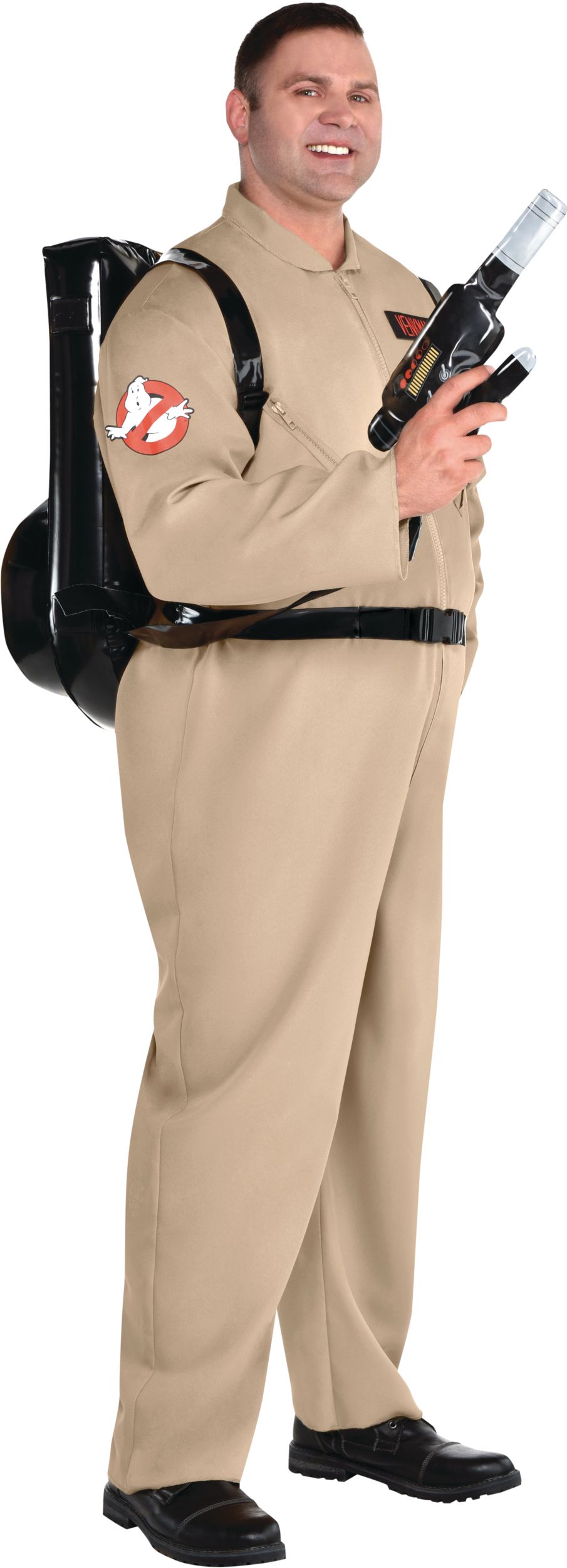Men's Ghostbusters Tan Jumpsuit with a Proton Pack Backpack