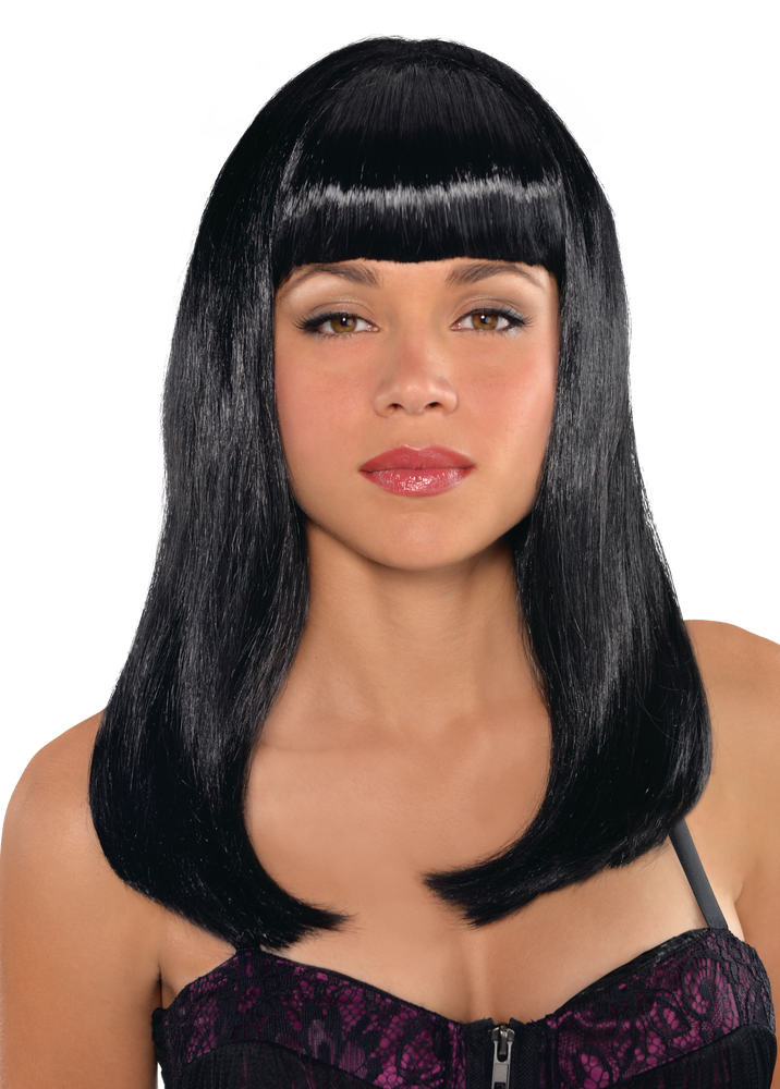 Black wig deals with bangs halloween