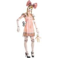 Ceinture de clé à remonter de poupée lugubre, argenté, 23 po, accessoire de costume à porter pour l'Halloween Front_Angled_Right