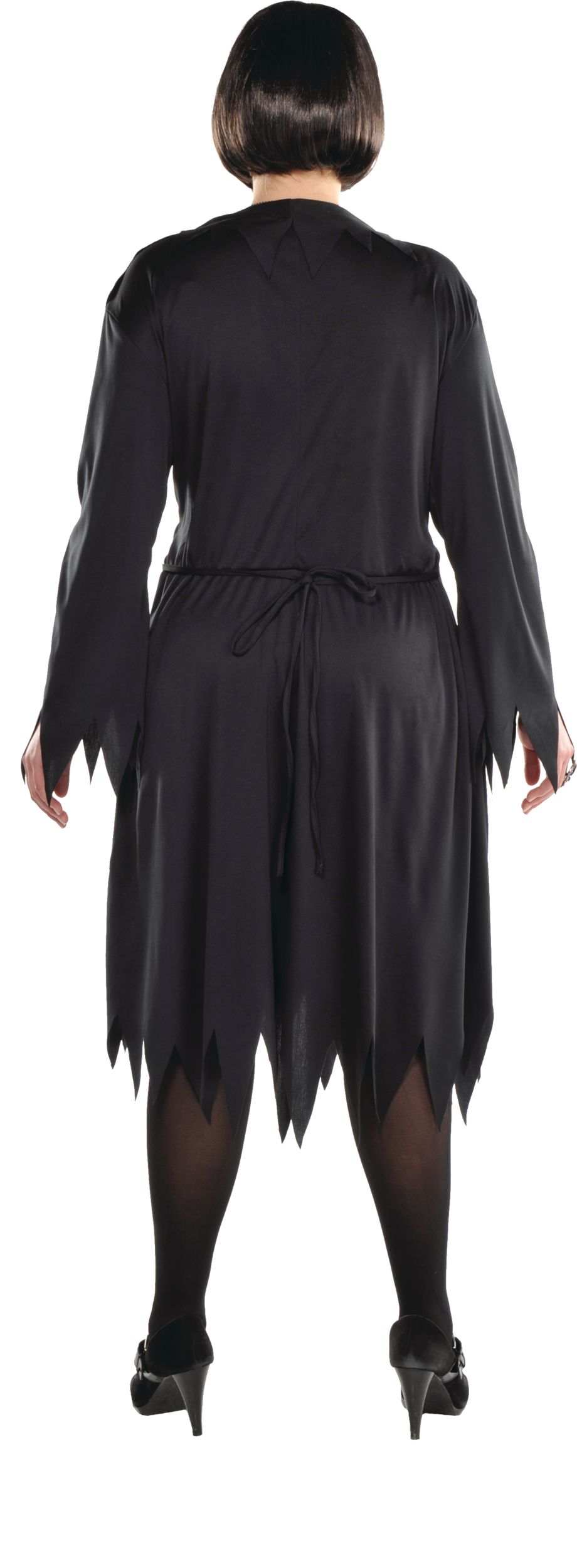 Women's Classic Witch Black Dress Halloween Costume, Plus Size Back_Flat