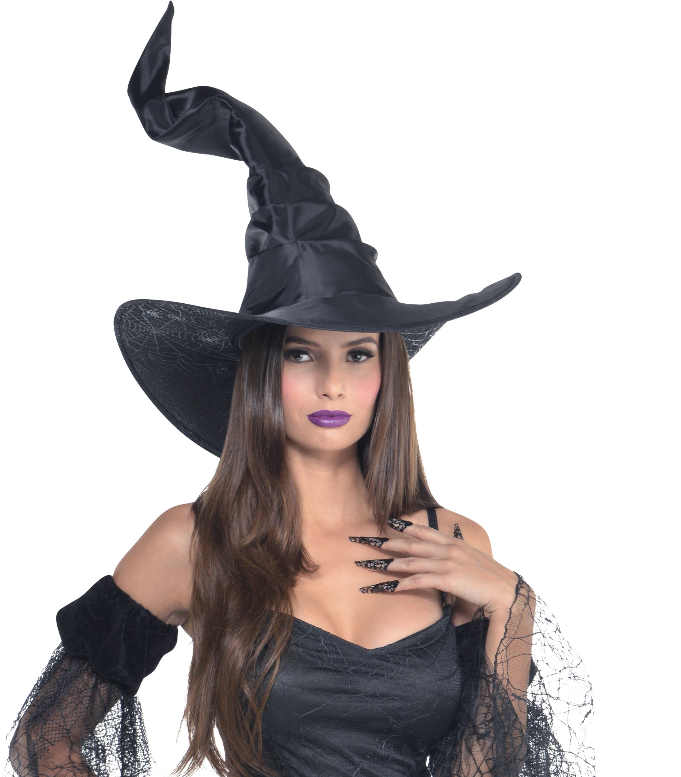 Witch Crooked Hat, Black, One Size, Wearable Costume Accessory for Halloween Front_Flat