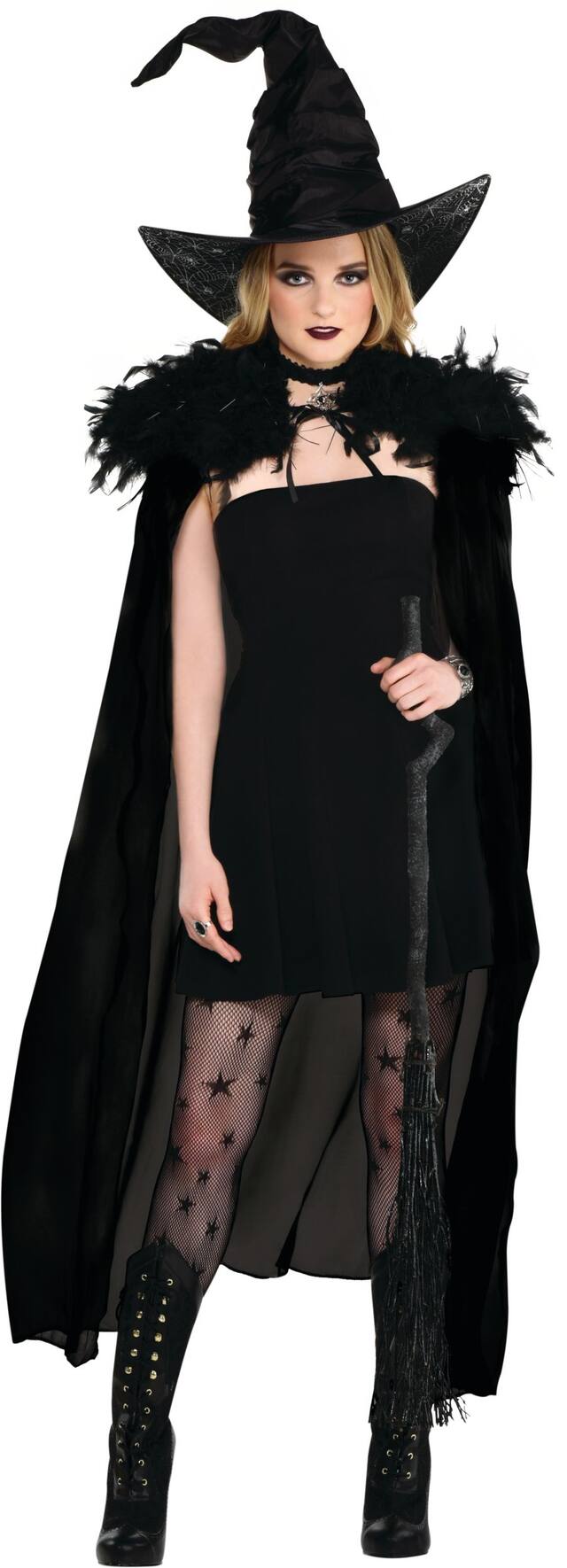 Chapeau de sorcière tordu, noir, taille unique, accessoire de costume à porter pour l'Halloween Front_Flat