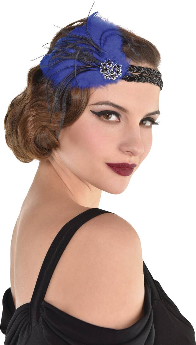 Deluxe Plume Feather Party Headband Front_Angled_Right