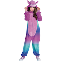 Kids' Llama Purple Jumpsuit with Hood Halloween Costume, Assorted Sizes Front_Flat