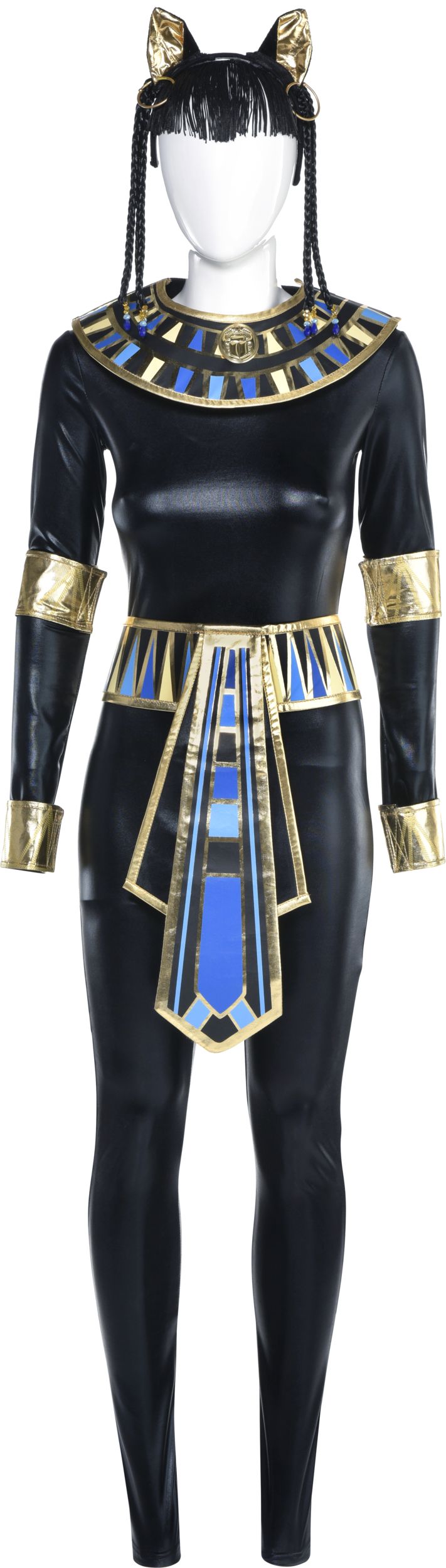 Women's Egyptian Goddess Black Jumpsuit Jumpsuit Halloween Costume, Small Front_Flat