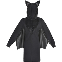Costume de chauve-souris, femmes, robe noire avec capuchon et ailes, tailles variées Front_Flat