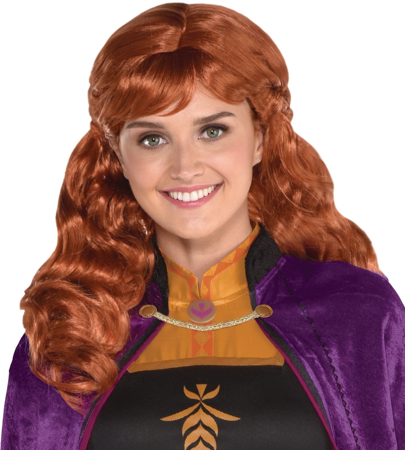 Disney Frozen Anna Long Curly Hair Wig, Orange, One Size, Wearable